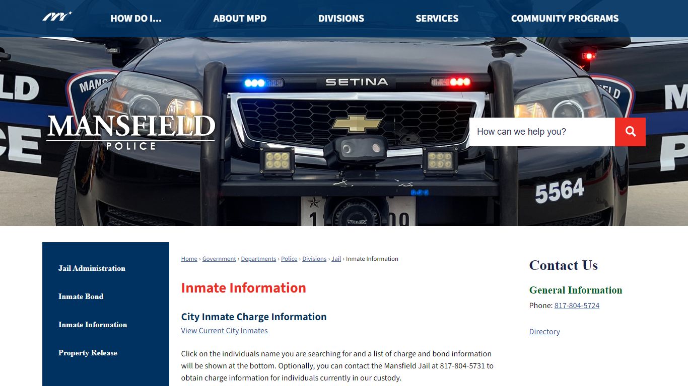 Inmate Information | Mansfield, TX